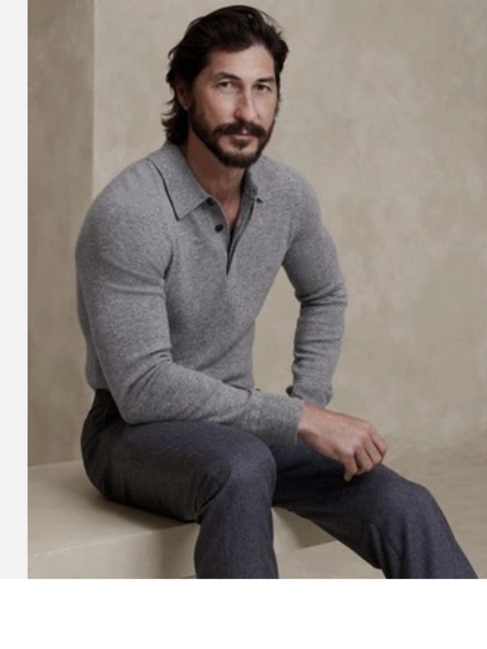 Banana Republic Gray Viaggio Cashmere Polo Sweater